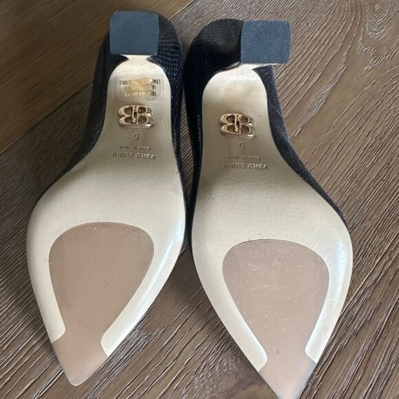 BEAUTIISOLES Lory Pointed Toe Pump In Black Metallic Viper Leather - Picture 9 of 10